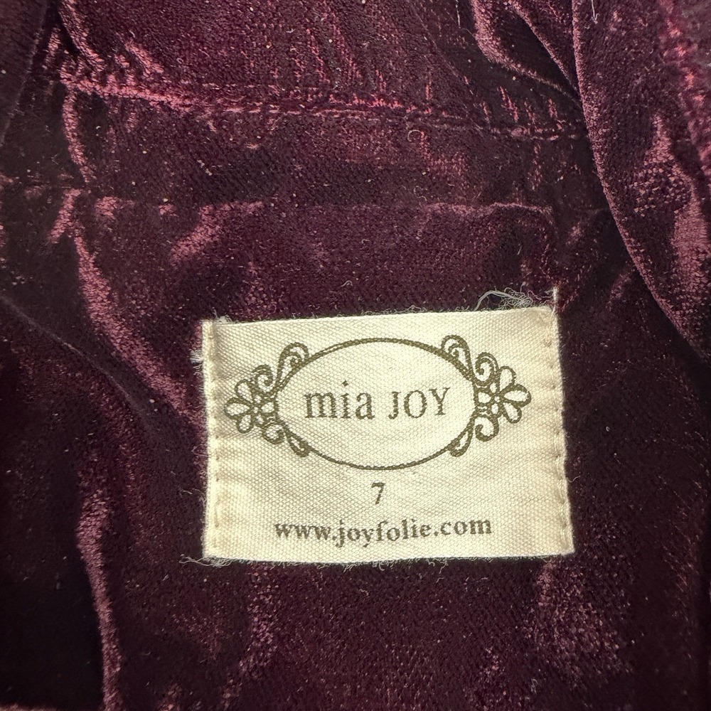 Mia Joy Plum Lolly Velvet Blazer Jacket size 7 - Picture 2 of 4